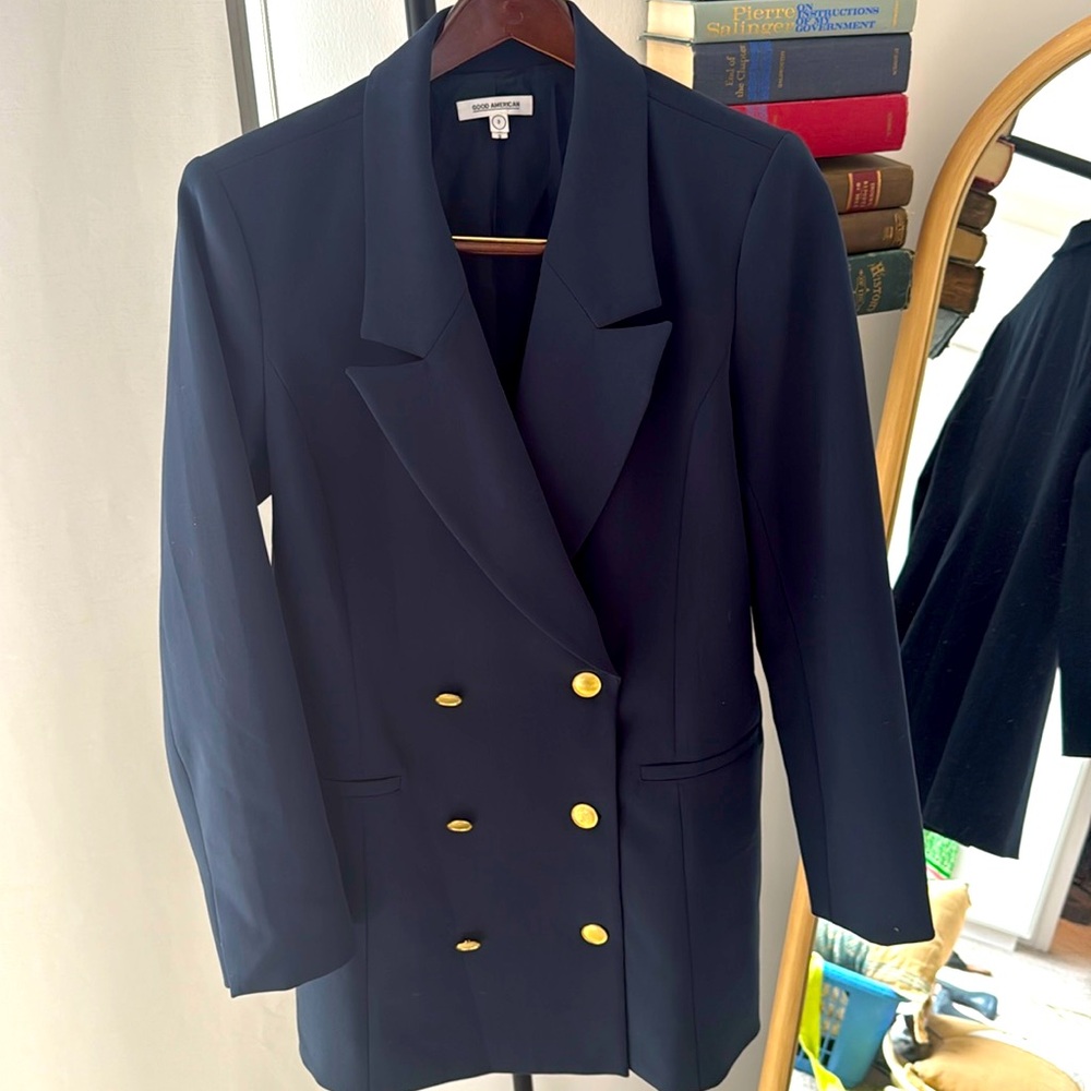 Navy blue oversized Blazer with gold buttons